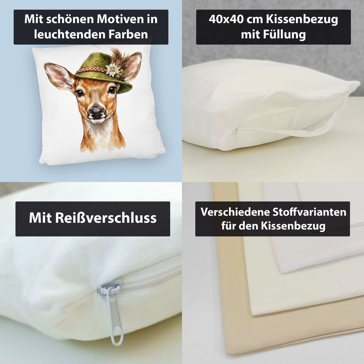 Reh mit alpenländischem Trachtenhut Kissen