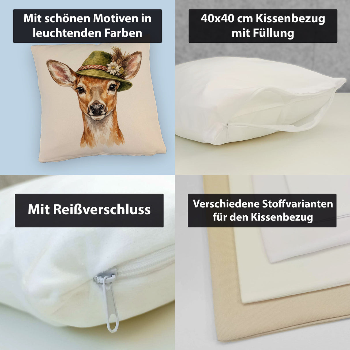 Reh mit alpenländischem Trachtenhut Kissen