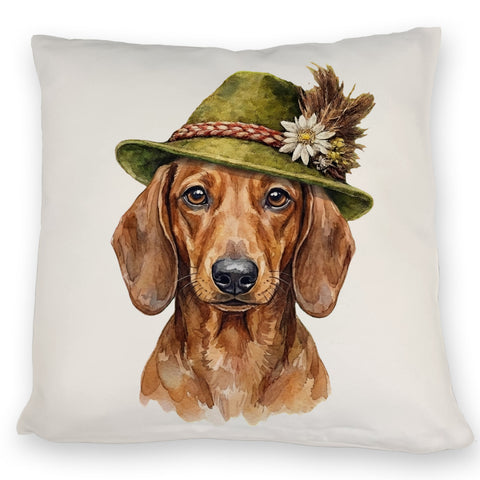 Dackel mit alpenländischem Trachtenhut Kissen