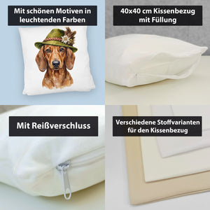Dackel mit alpenländischem Trachtenhut Kissen