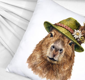 Capybara mit alpenländischem Trachtenhut Kissen