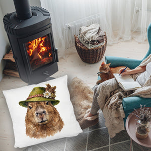 Capybara mit alpenländischem Trachtenhut Kissen