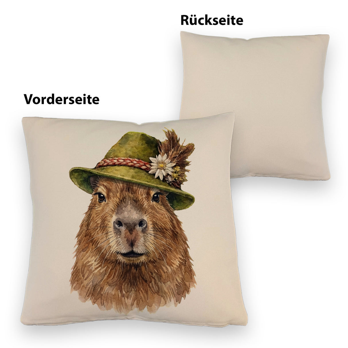 Capybara mit alpenländischem Trachtenhut Kissen