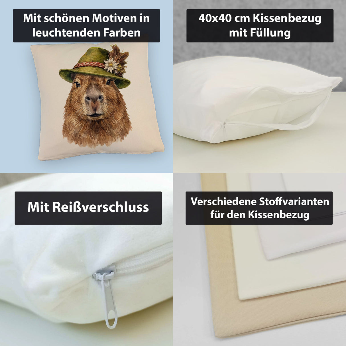 Capybara mit alpenländischem Trachtenhut Kissen