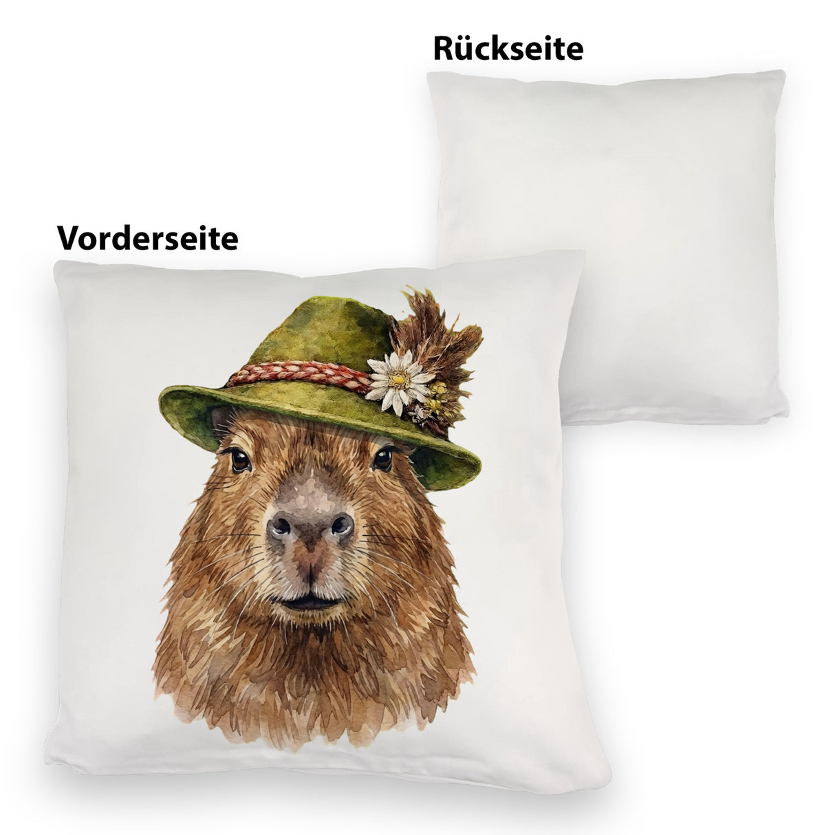 Capybara mit alpenländischem Trachtenhut Kissen