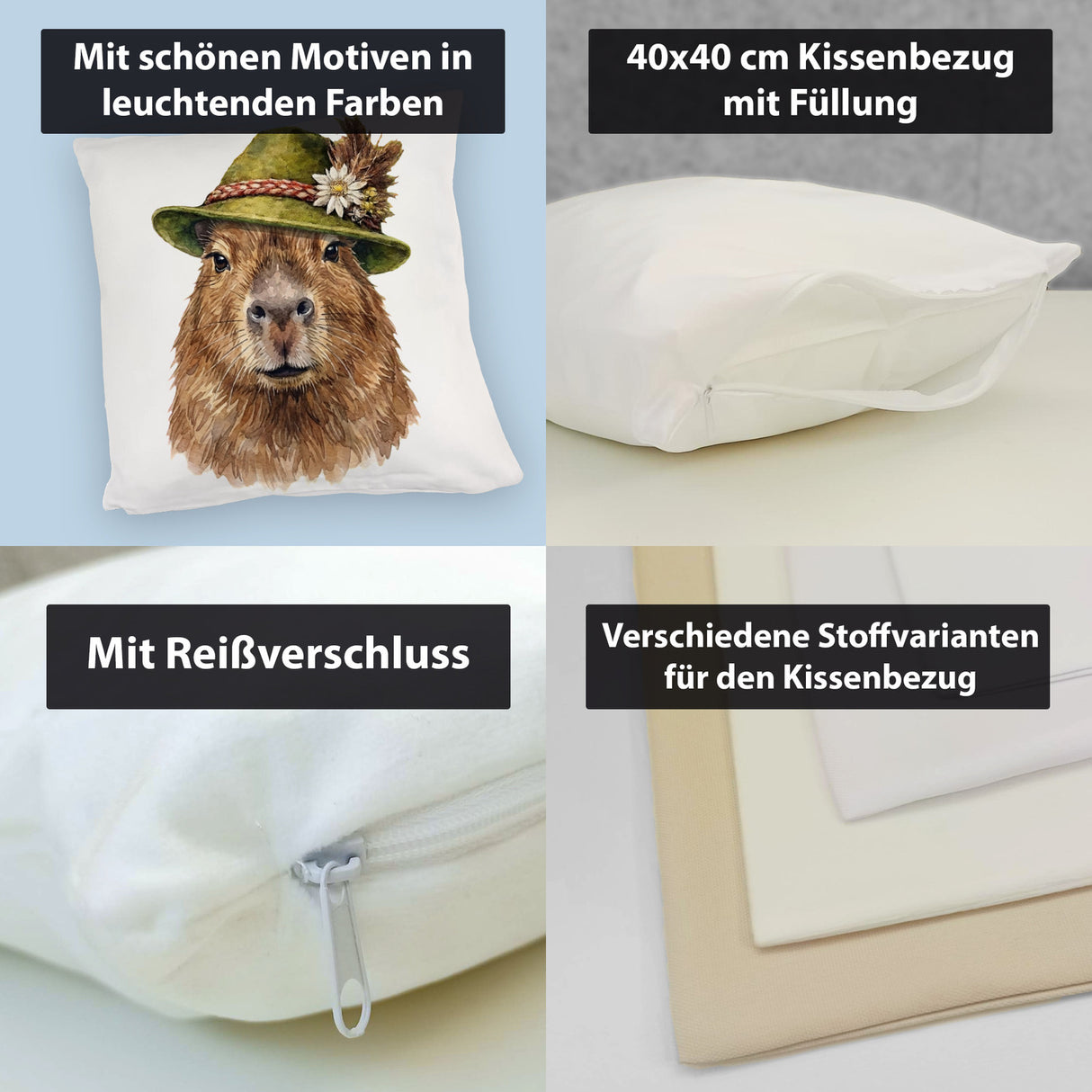 Capybara mit alpenländischem Trachtenhut Kissen