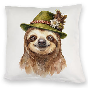 Faultier mit alpenländischem Trachtenhut Kissen