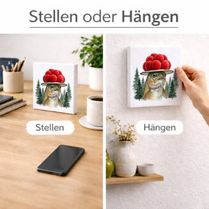 Schwarzwald Bollenhut - Gewässer Tier Forelle Holzbild in 10x10 cm zum Stellen oder Aufhängen