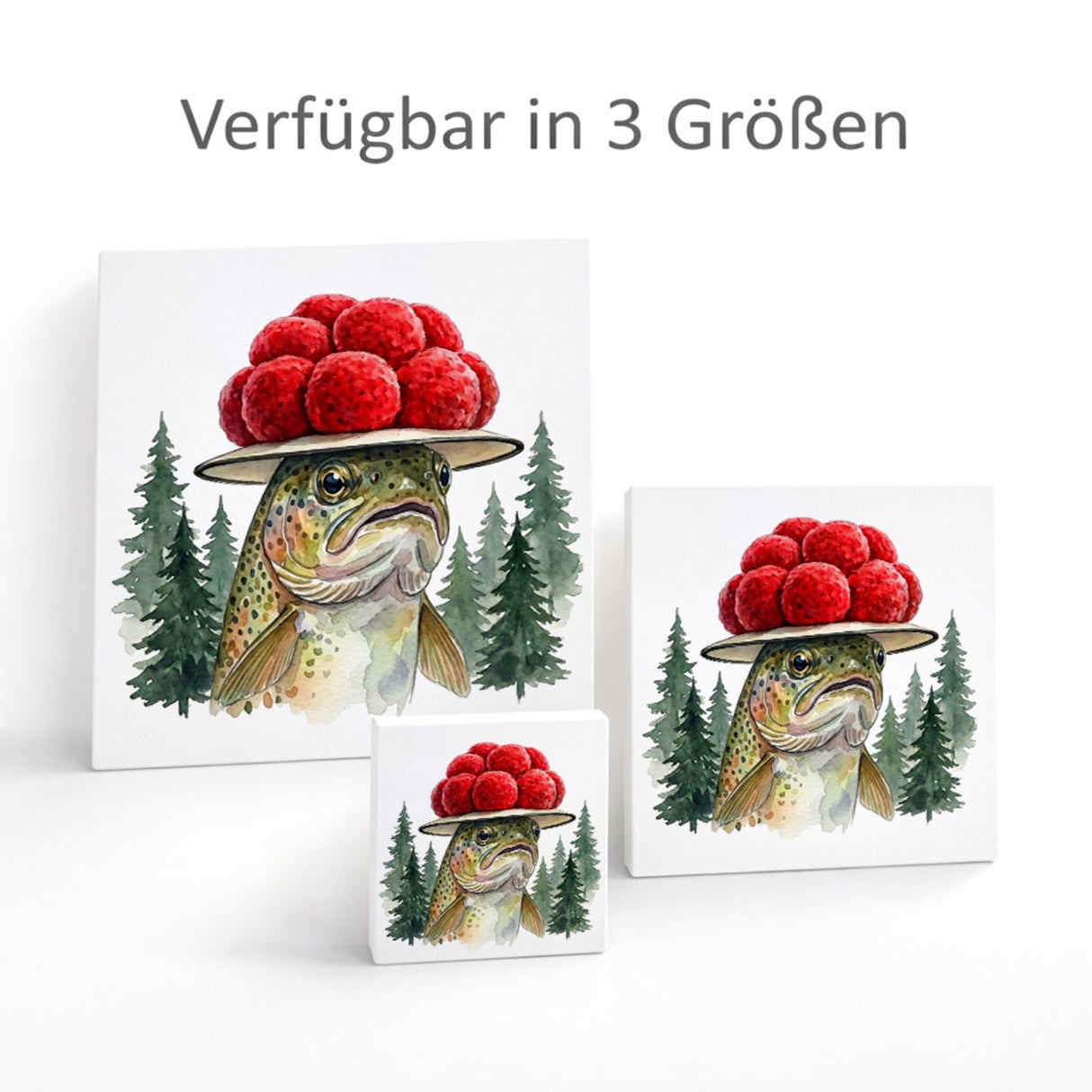 Schwarzwald Bollenhut - Gewässer Tier Forelle Holzbild in 10x10 cm zum Stellen oder Aufhängen