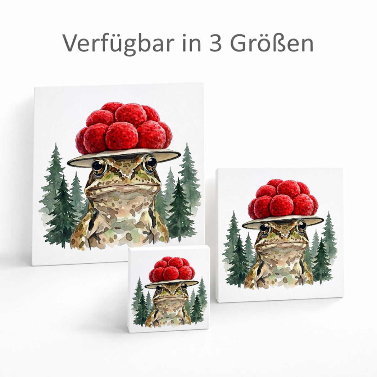 Schwarzwald Bollenhut - Gewässer Tier Grasfrosch Holzbild in 10x10 cm zum Stellen oder Aufhängen