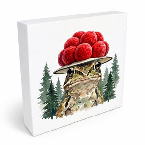 Schwarzwald Bollenhut - Gewässer Tier Grasfrosch Holzbild in 10x10 cm zum Stellen oder Aufhängen