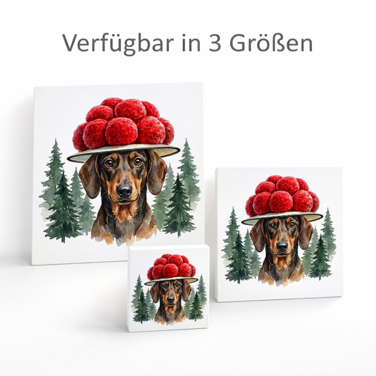 Schwarzwald Bollenhut - Trend Tier Dackel Holzbild in 10x10 cm zum Stellen oder Aufhängen