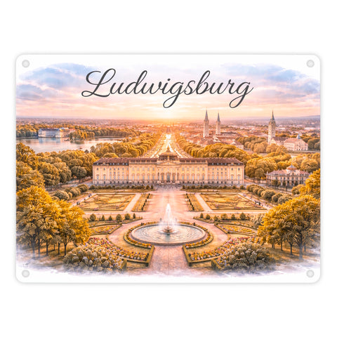 Ludwigsburg Skyline Schloss Ludwigsburg Metallschild in 15x20 cm