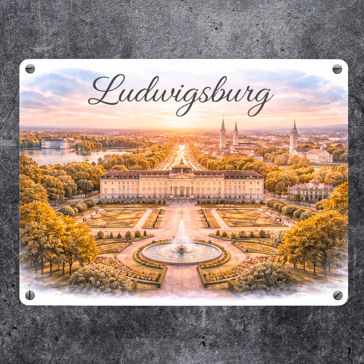 Ludwigsburg Skyline Schloss Ludwigsburg Metallschild in 15x20 cm