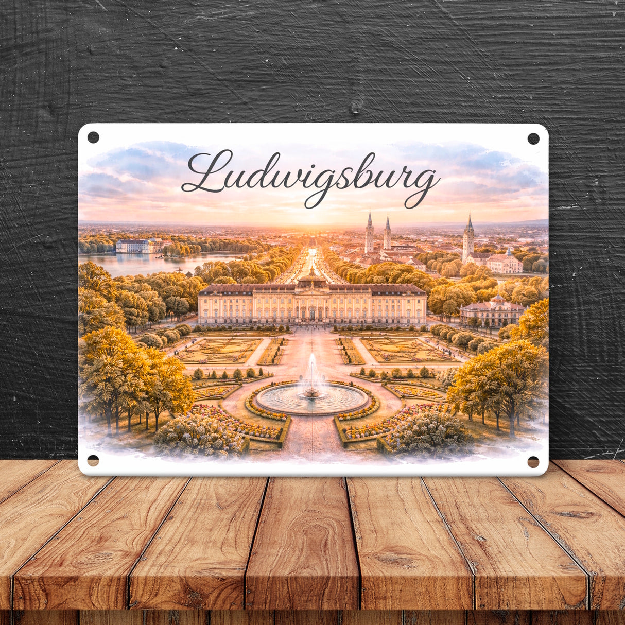 Ludwigsburg Skyline Schloss Ludwigsburg Metallschild in 15x20 cm