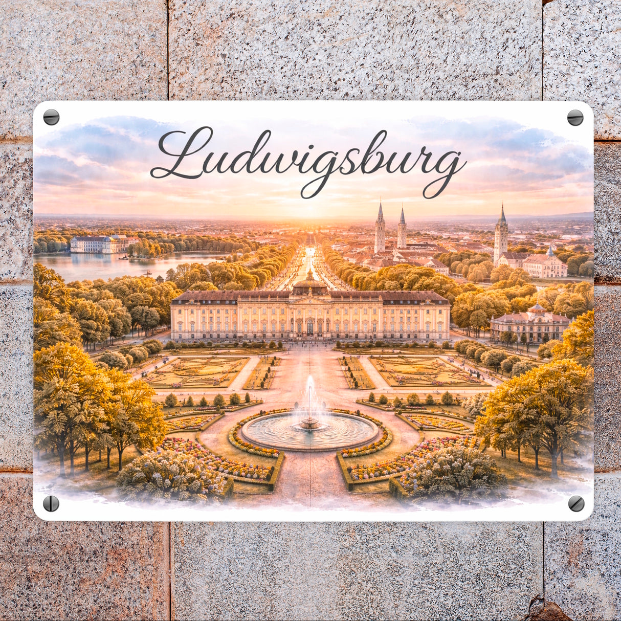 Ludwigsburg Skyline Schloss Ludwigsburg Metallschild in 15x20 cm