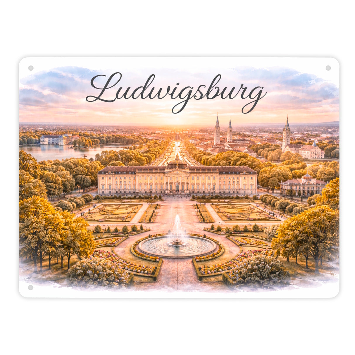 Ludwigsburg Skyline Schloss Ludwigsburg Metallschild in 15x20 cm