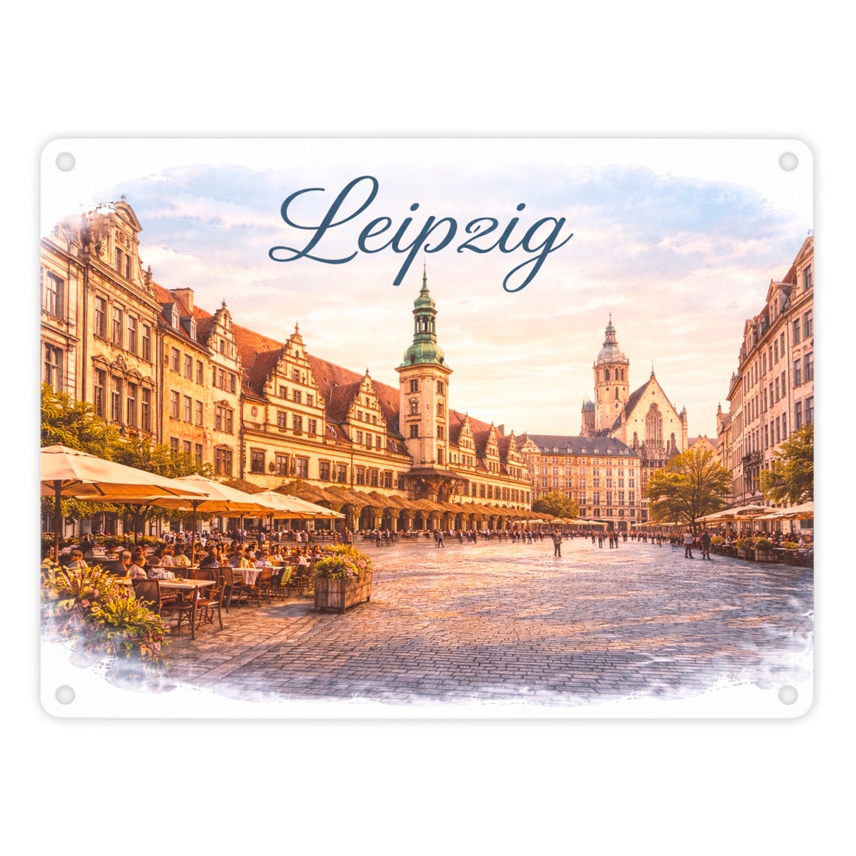 Leipzig Skyline Altes Rathaus Metallschild in 15x20 cm