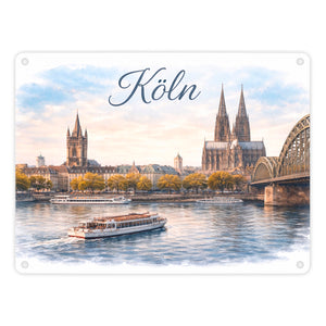 Köln Skyline Dom Rhein Metallschild in 15x20 cm Architektur