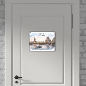 Köln Skyline Dom Rhein Metallschild in 15x20 cm Architektur