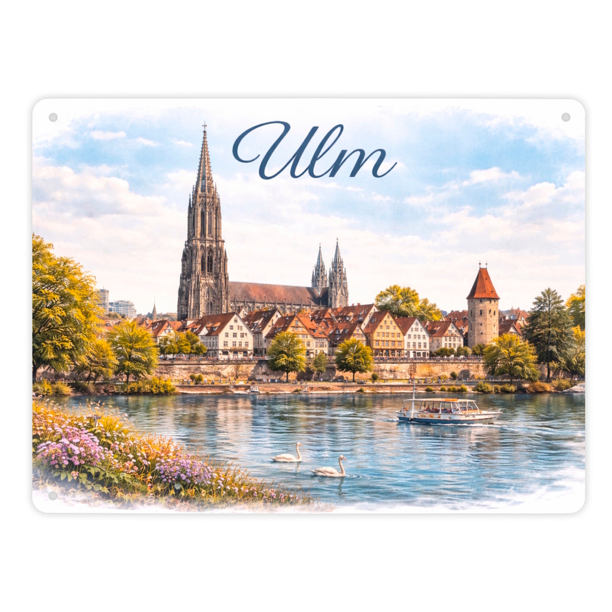 Ulm Souvenir Magnet Ulmer Münster Altstadt Donau Metallschild