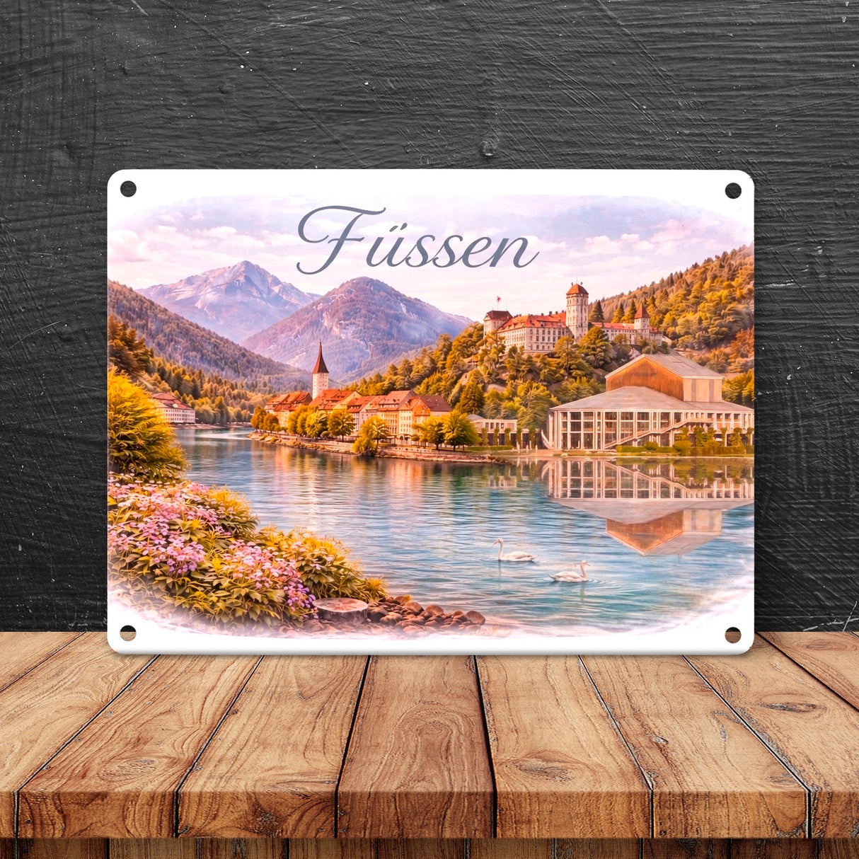 Füssen Allgäu Alpen See Metallschild in 15x20 cm Landschaft