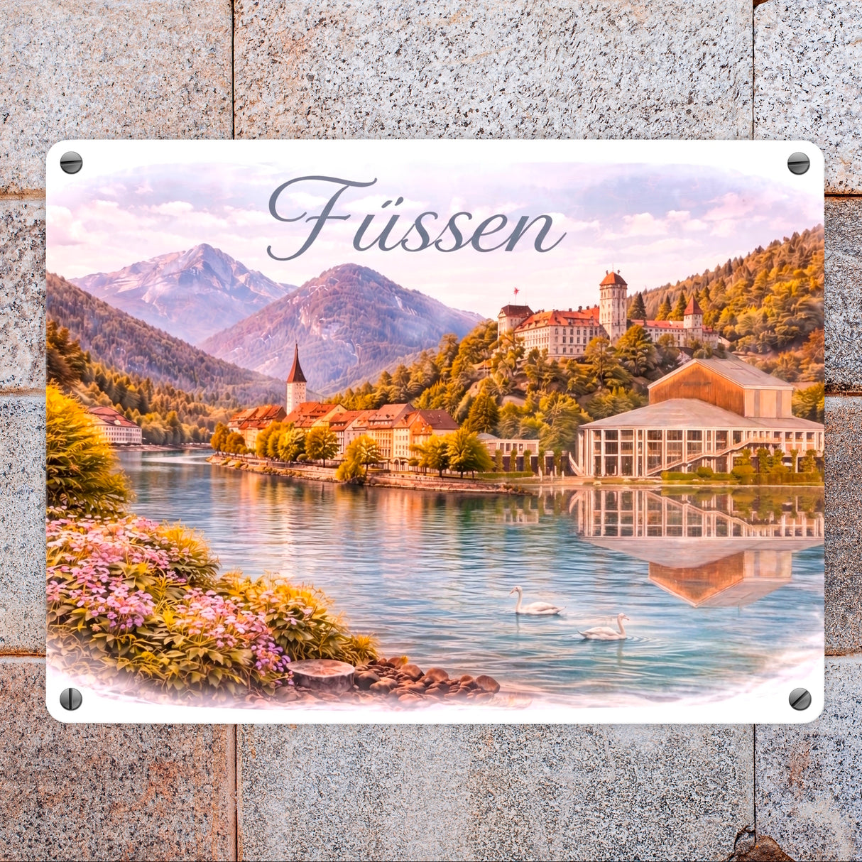 Füssen Allgäu Alpen See Metallschild in 15x20 cm Landschaft