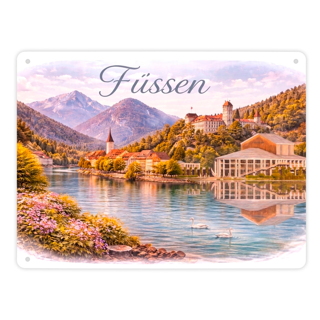 Füssen Allgäu Alpen See Metallschild in 15x20 cm Landschaft