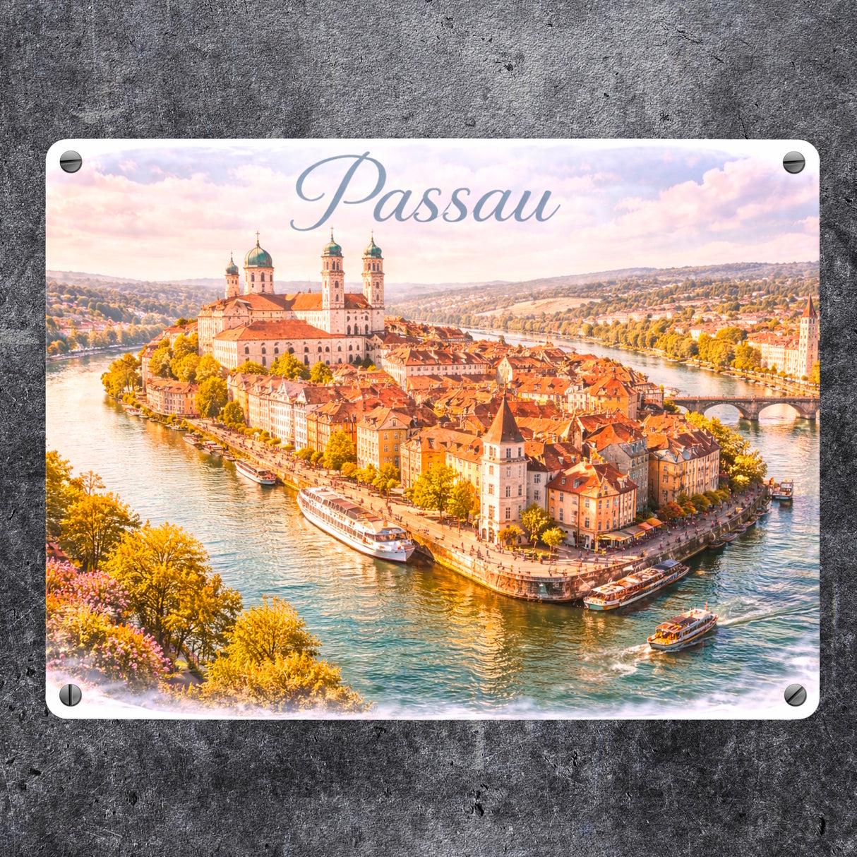 Passau Metallschild in 15x20 cm Altstadt Drei Flüsse Stadt