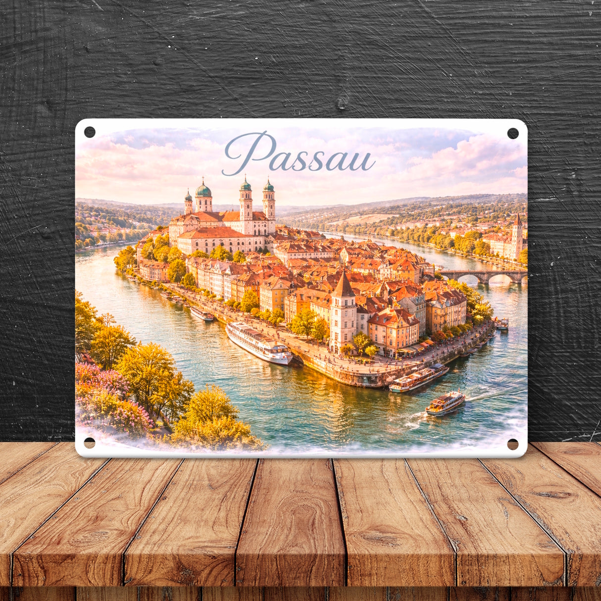 Passau Metallschild in 15x20 cm Altstadt Drei Flüsse Stadt