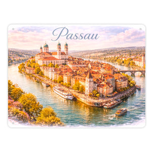 Passau Metallschild in 15x20 cm Altstadt Drei Flüsse Stadt