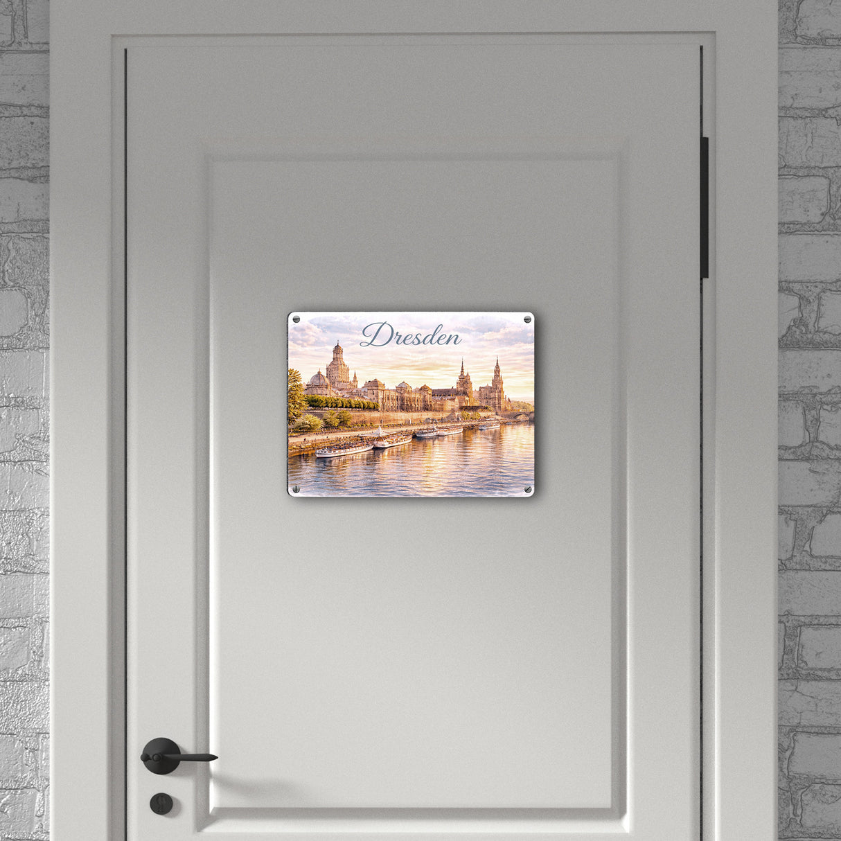 Dresden Metallschild in 15x20 cm Skyline Elbe Altstadt Sachsen