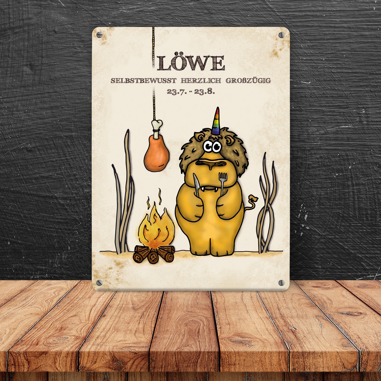 Honeycorns Sternzeichen Löwe Metallschild