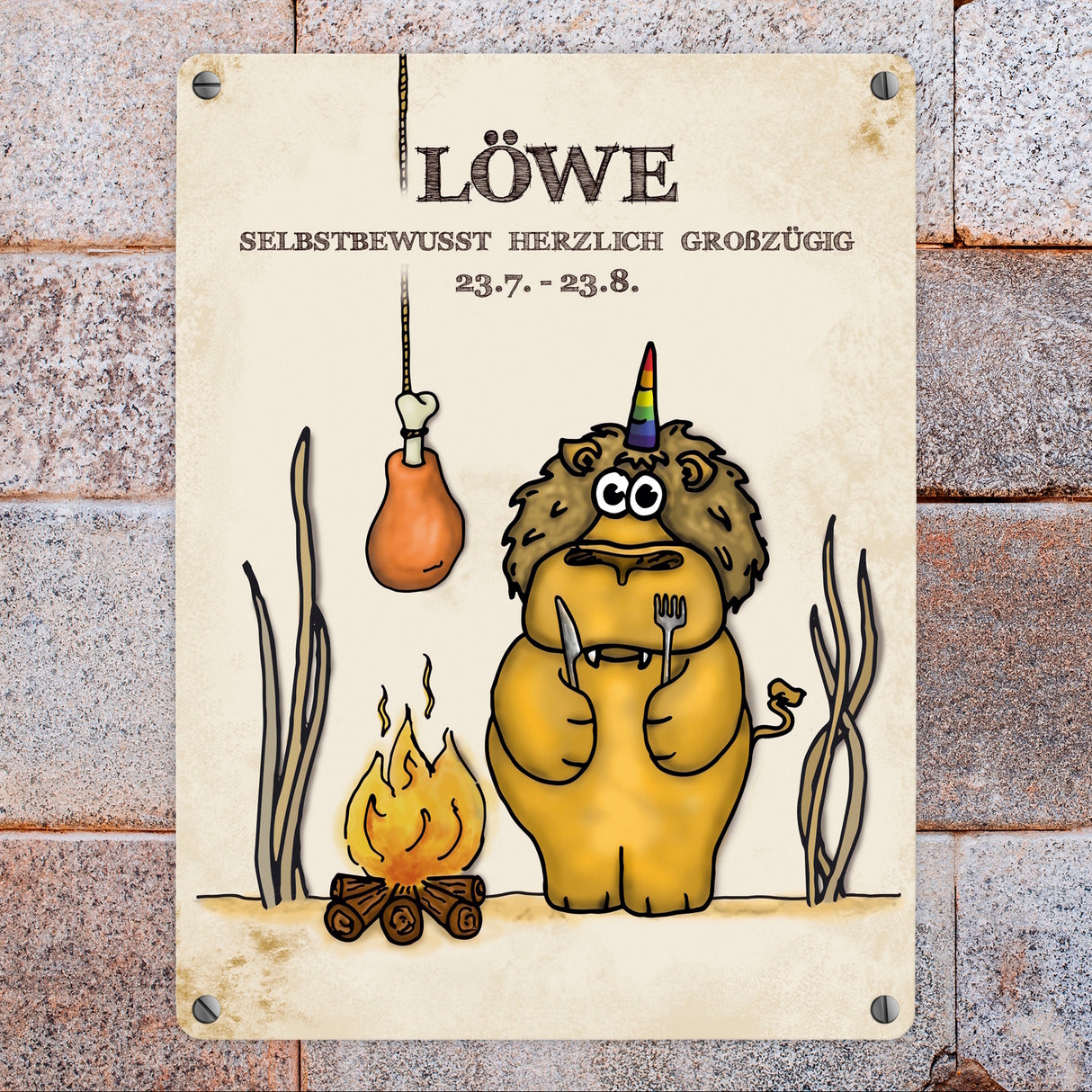Honeycorns Sternzeichen Löwe Metallschild