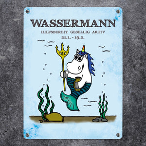 Honeycorns Sternzeichen Wassermann Einhorn Metallschild