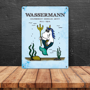 Honeycorns Sternzeichen Wassermann Einhorn Metallschild