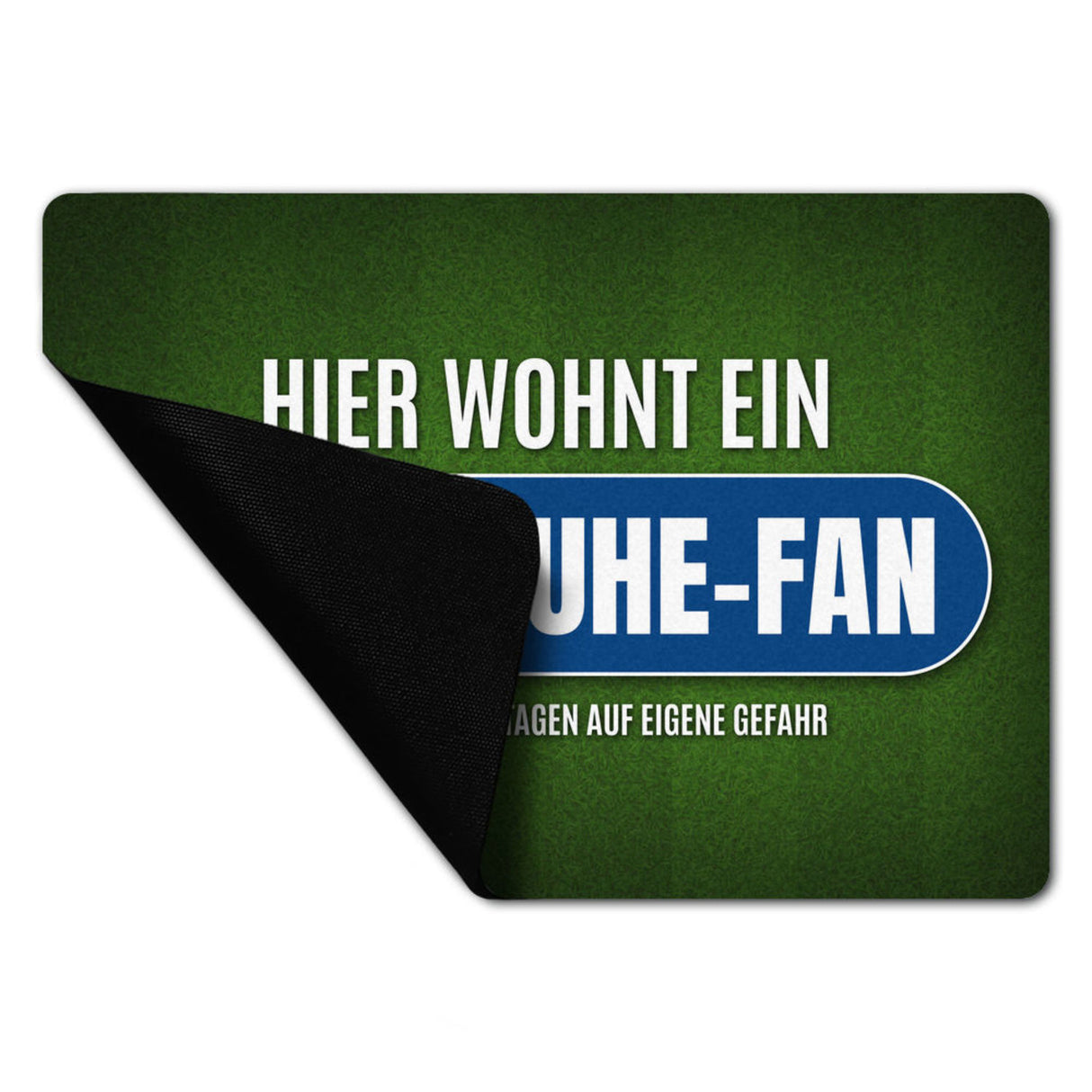 Hier wohnt ein Karlsruhe-Fan Fußmatte ohne Rand mit Rasen Motiv