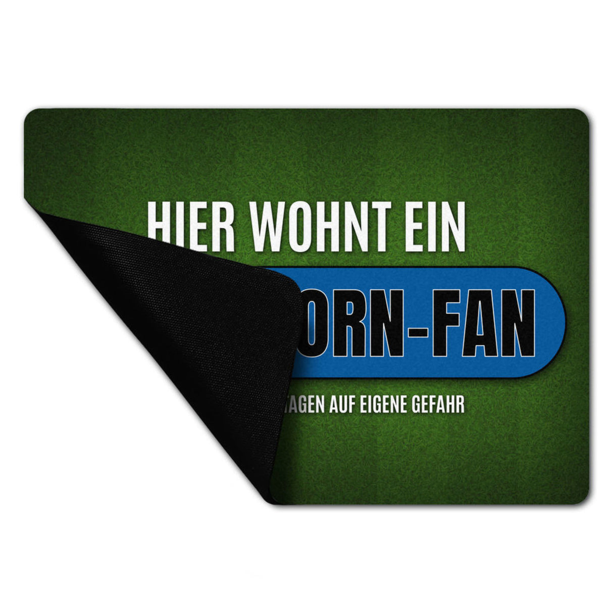 Hier wohnt ein Paderborn-Fan Fußmatte ohne Rand mit Rasen Motiv