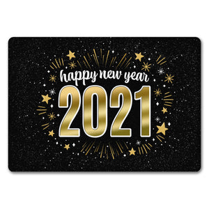 Happy new year 2021 Fußmatte ohne Rand mit Sterne Motiv