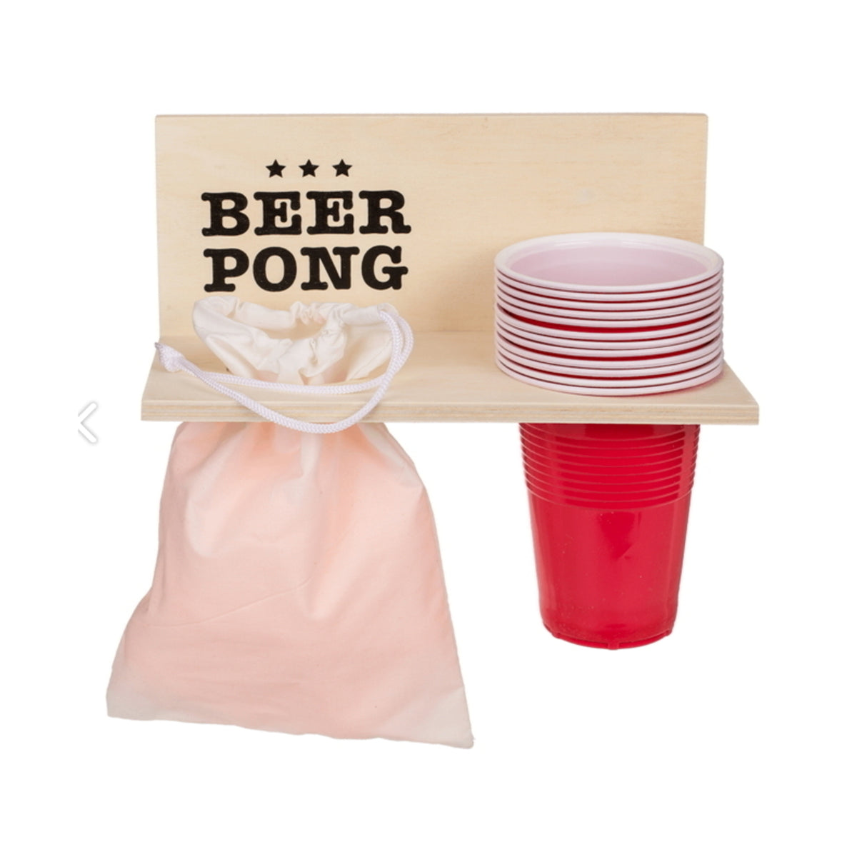 Beer Pong Set Partygadget mit Holzablage