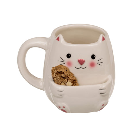 Katze Kaffeebecher mit Keksfach