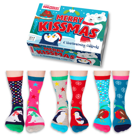 Merry Kissmas Weihnachten Oddsocks Socken in 37-42 im 6er Set