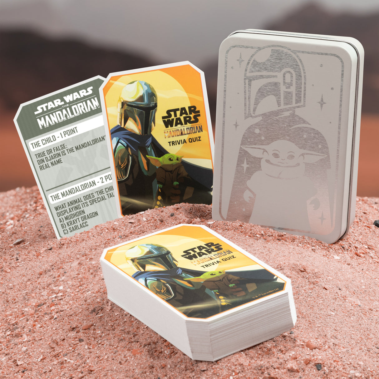 Star Wars The Mandalorian Quiz mit 50 Karten in einer Metalldose