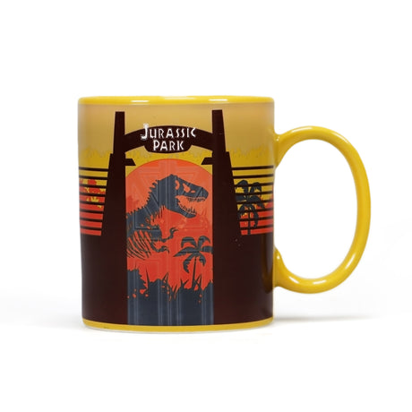 Jurassic Park Eingangstor Kaffeebecher mit Wärmeeffekt