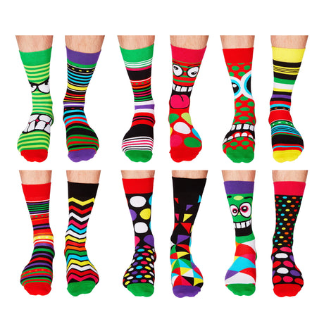 12 Weihnachtstage Oddsocks Socken Weihnachtskalender für Männer in 39-46