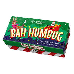 Bah Humbug! Weihnachtsmuffel Socken mit Geschenkverpackung in 39-46 (3 Paar)