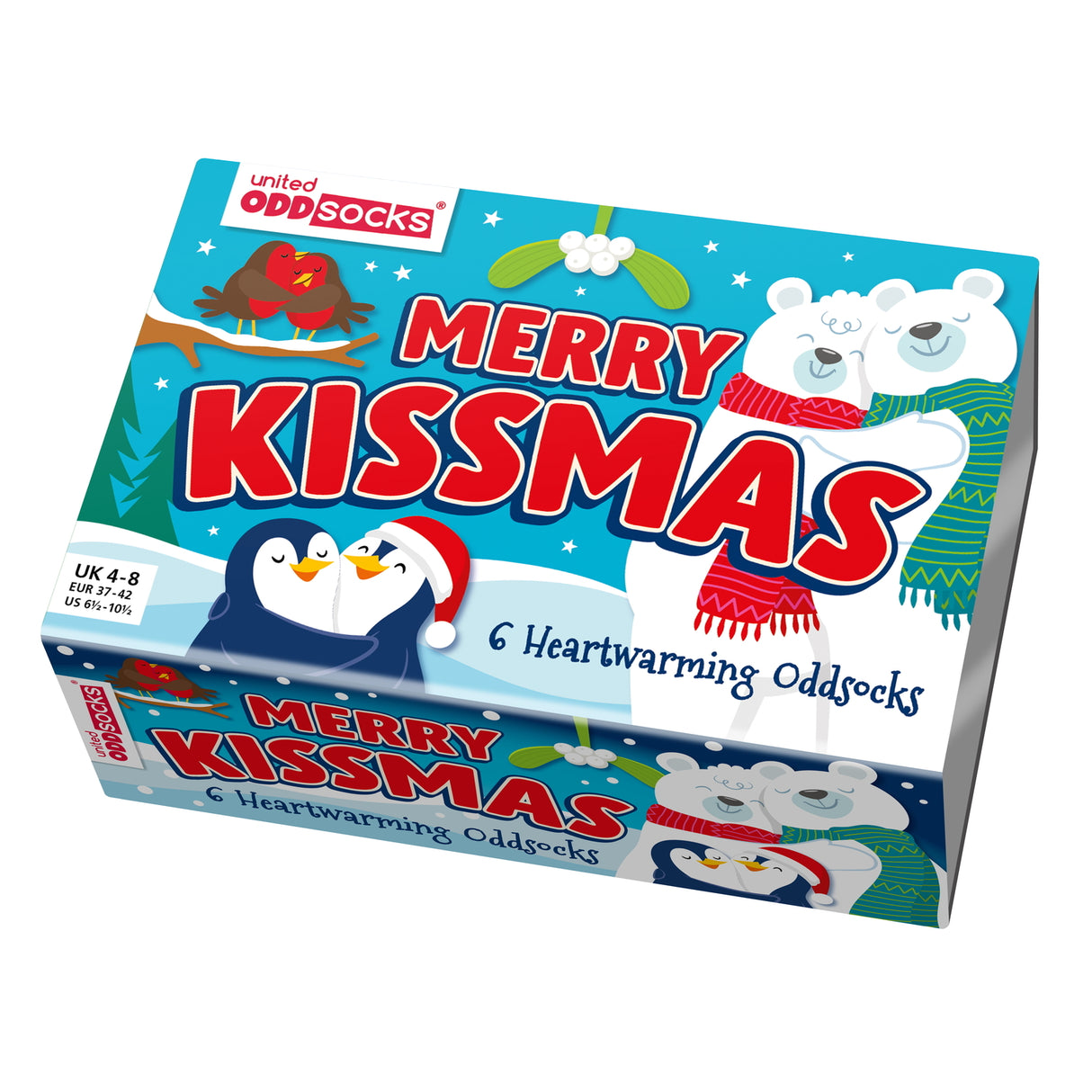 Merry Kissmas Weihnachten Oddsocks Socken in 37-42 im 6er Set
