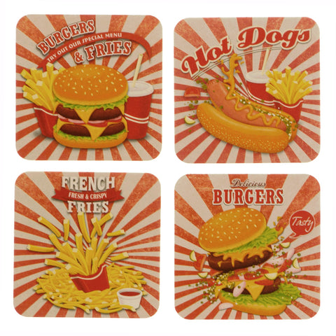 Die Fast Food Diner Untersetzer aus Pappe im 12er Set