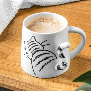 Katze mit Schwanz Kaffeebecher mit 3D Effekt