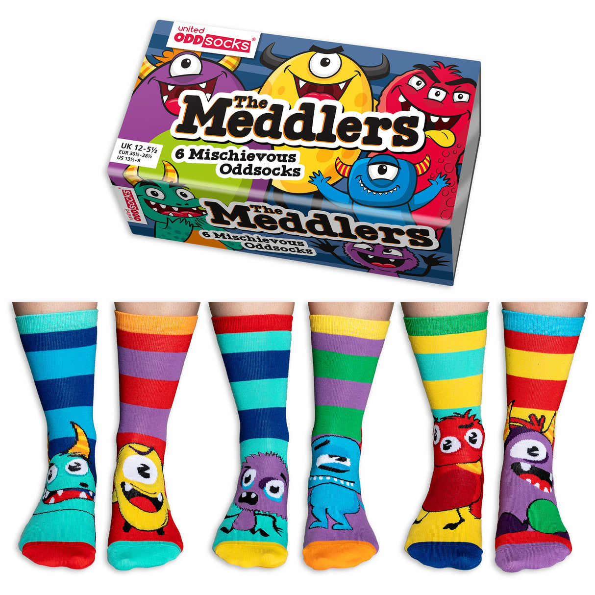The Meddlers Monster Oddsocks Socken in 30,5-38,5 im 6er Set